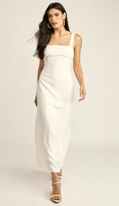 Vestido Midi Alfaiataria Poliana Off White | Laguna