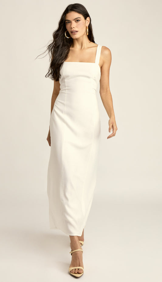 Vestido Midi Alfaiataria Poliana Off White | Laguna