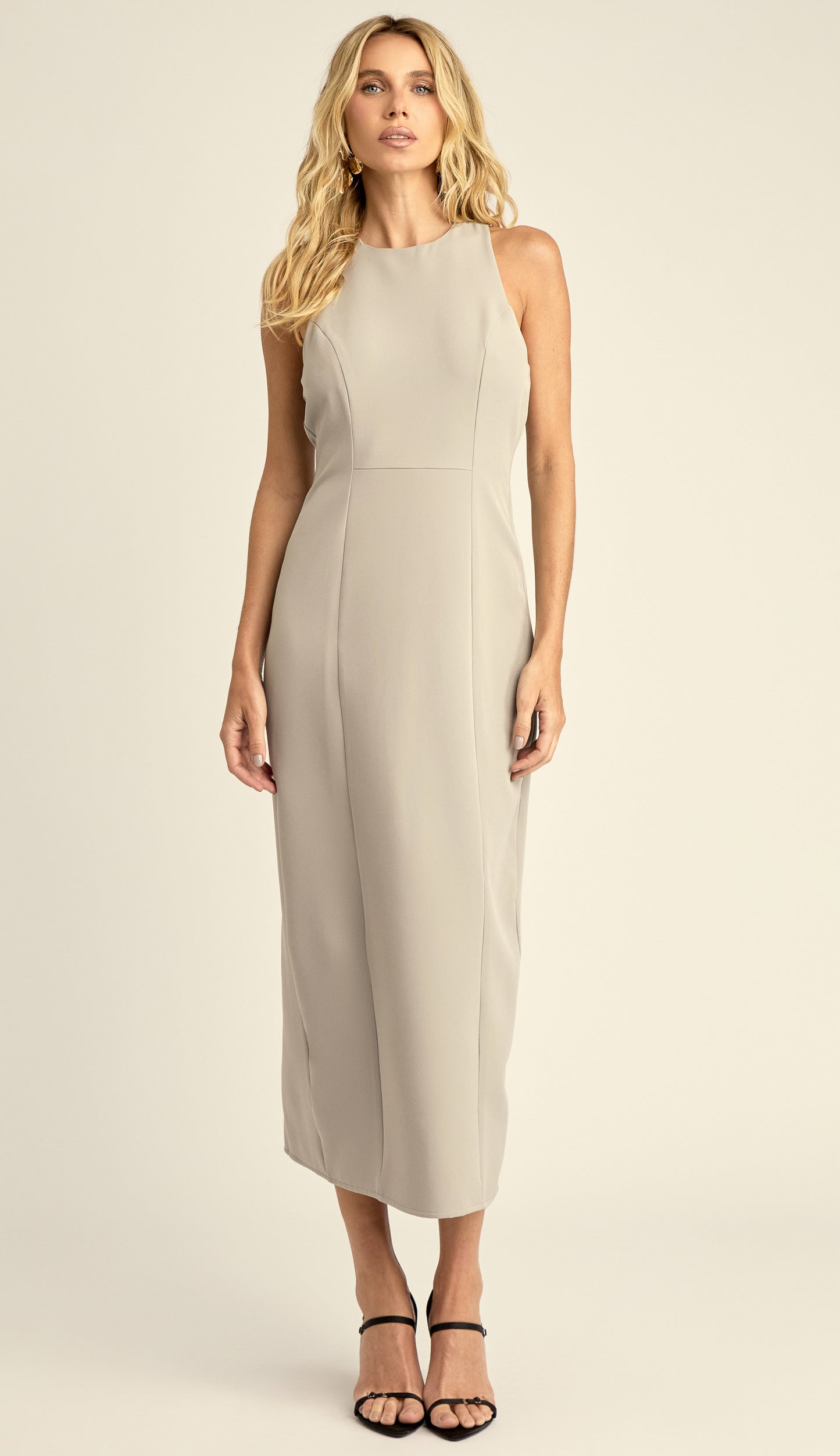 Vestido Longuete Crepe Penn Cinza | Laguna