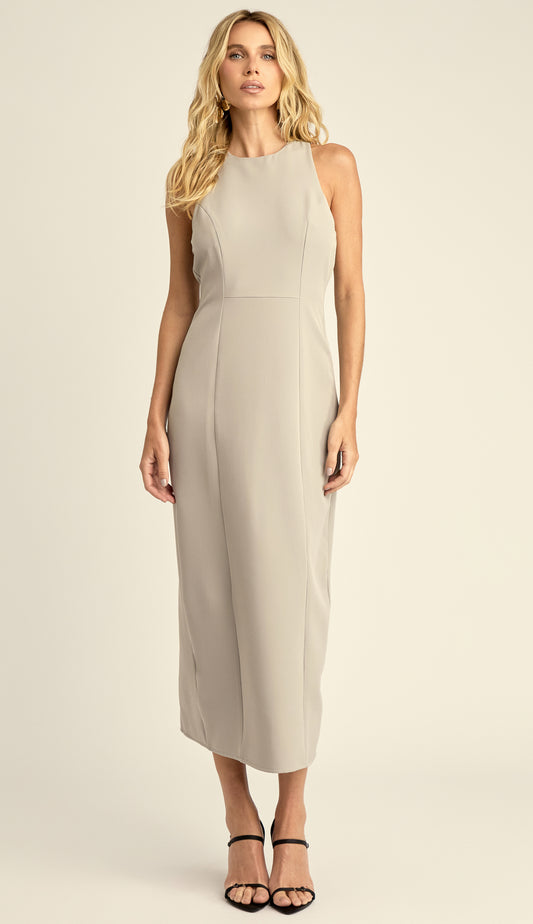Vestido Longuete Crepe Penn Cinza | Laguna