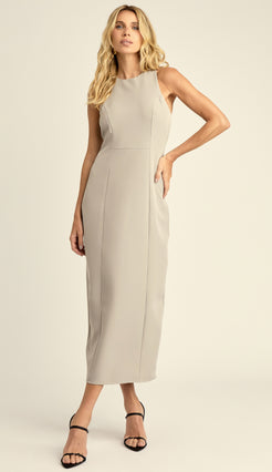 Vestido Longuete Crepe Penn Cinza | Laguna