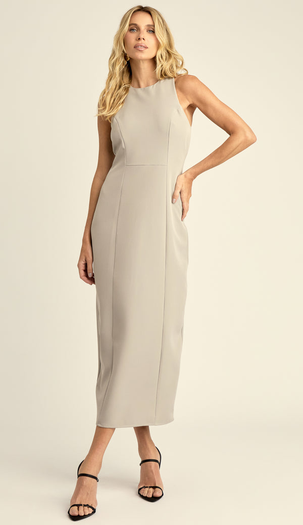 Vestido Longuete Crepe Penn Cinza | Laguna