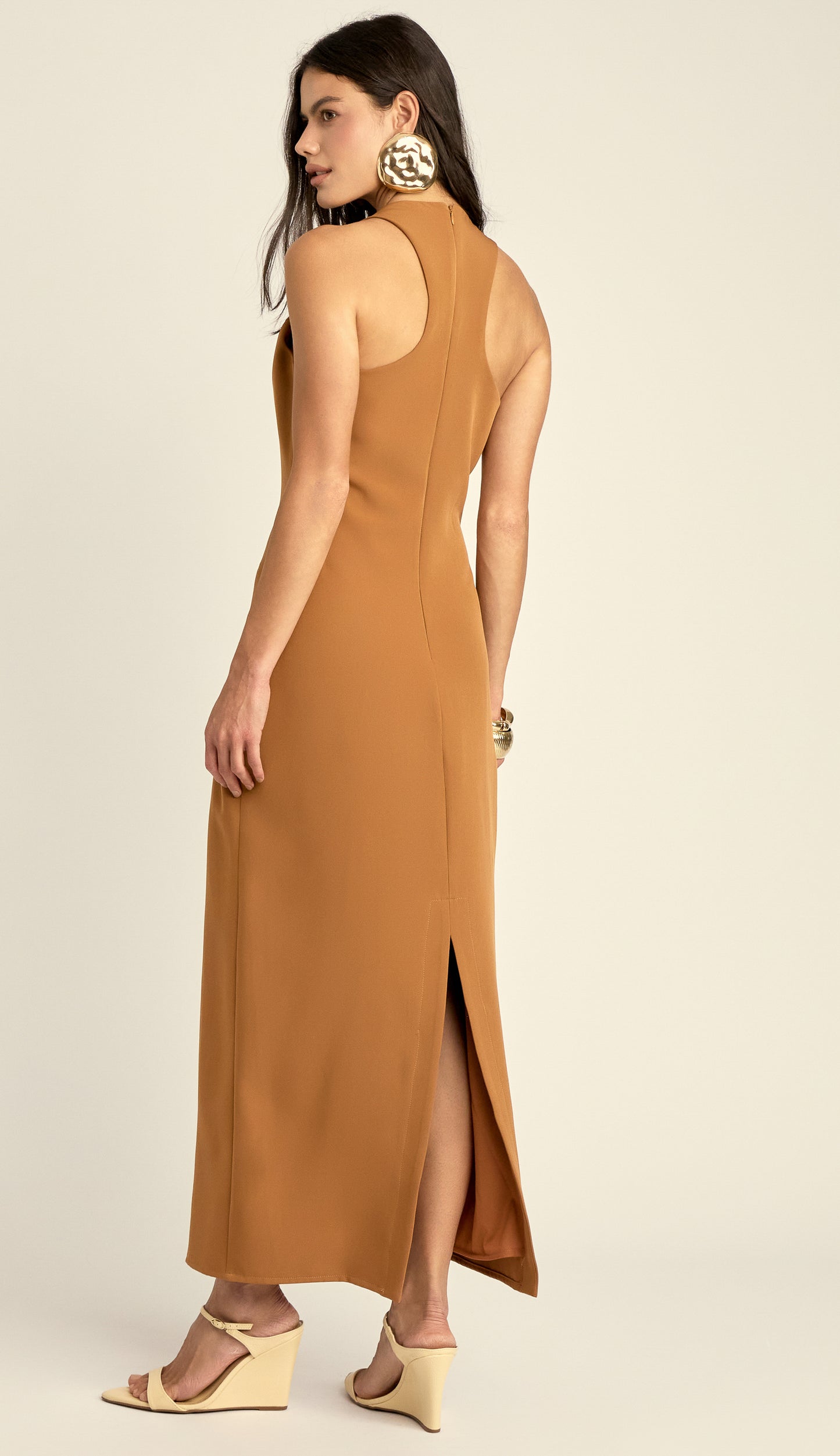 Vestido Longuete Crepe Penn Mocha | Laguna