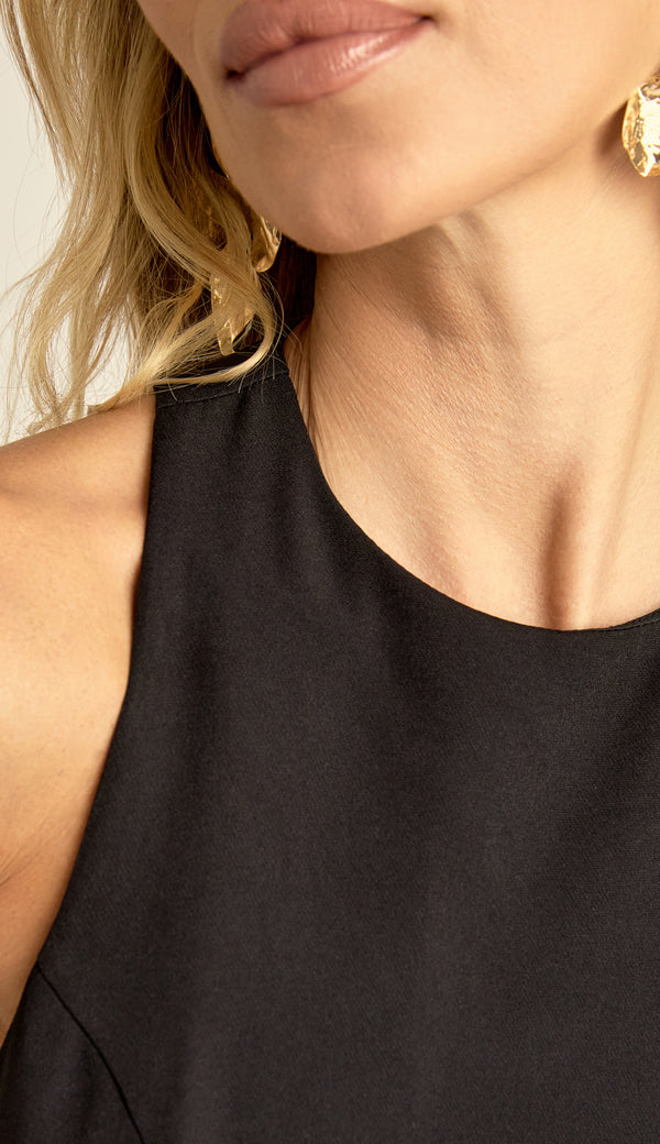 Vestido Longuete Crepe Penn Preto | Laguna