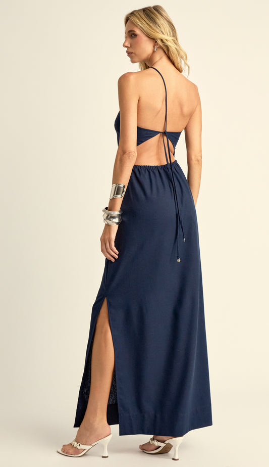 Vestido Longo Ombro Único Linho Regina Marinho | Laguna