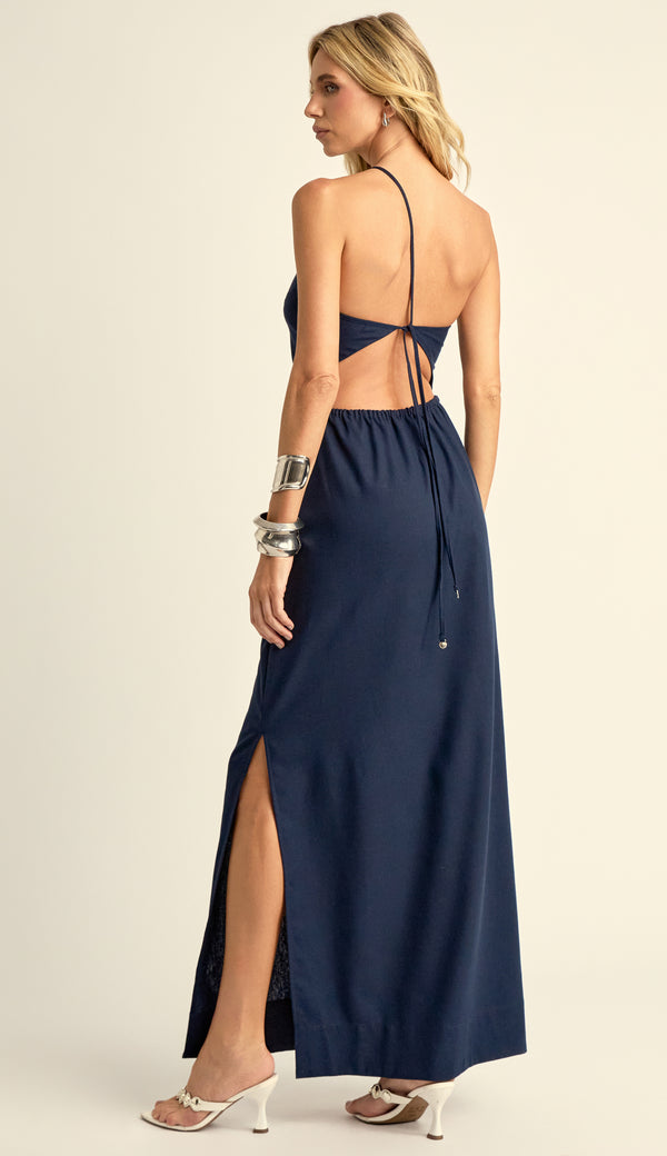 Vestido Longo Ombro Único Linho Regina Marinho | Laguna