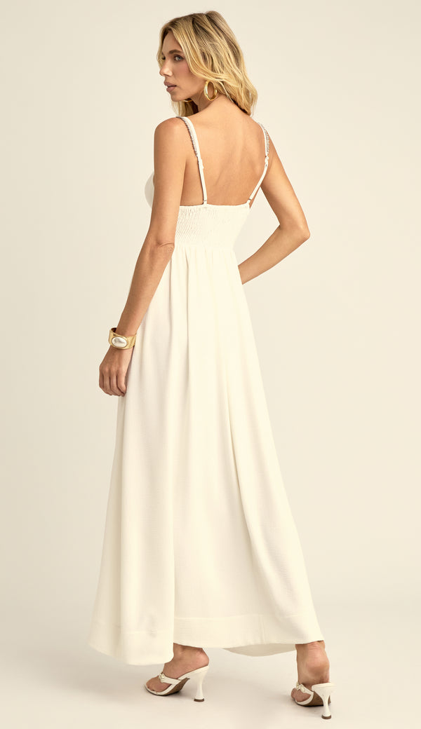 Vestido Evasê Corset Crepe Rayane Off White | Laguna