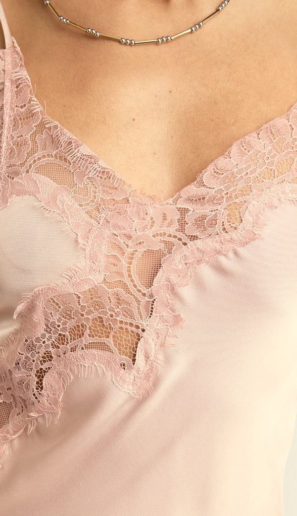 Vestido Assimétrico Slip Dress Acetinado Lua Rosê | Laguna