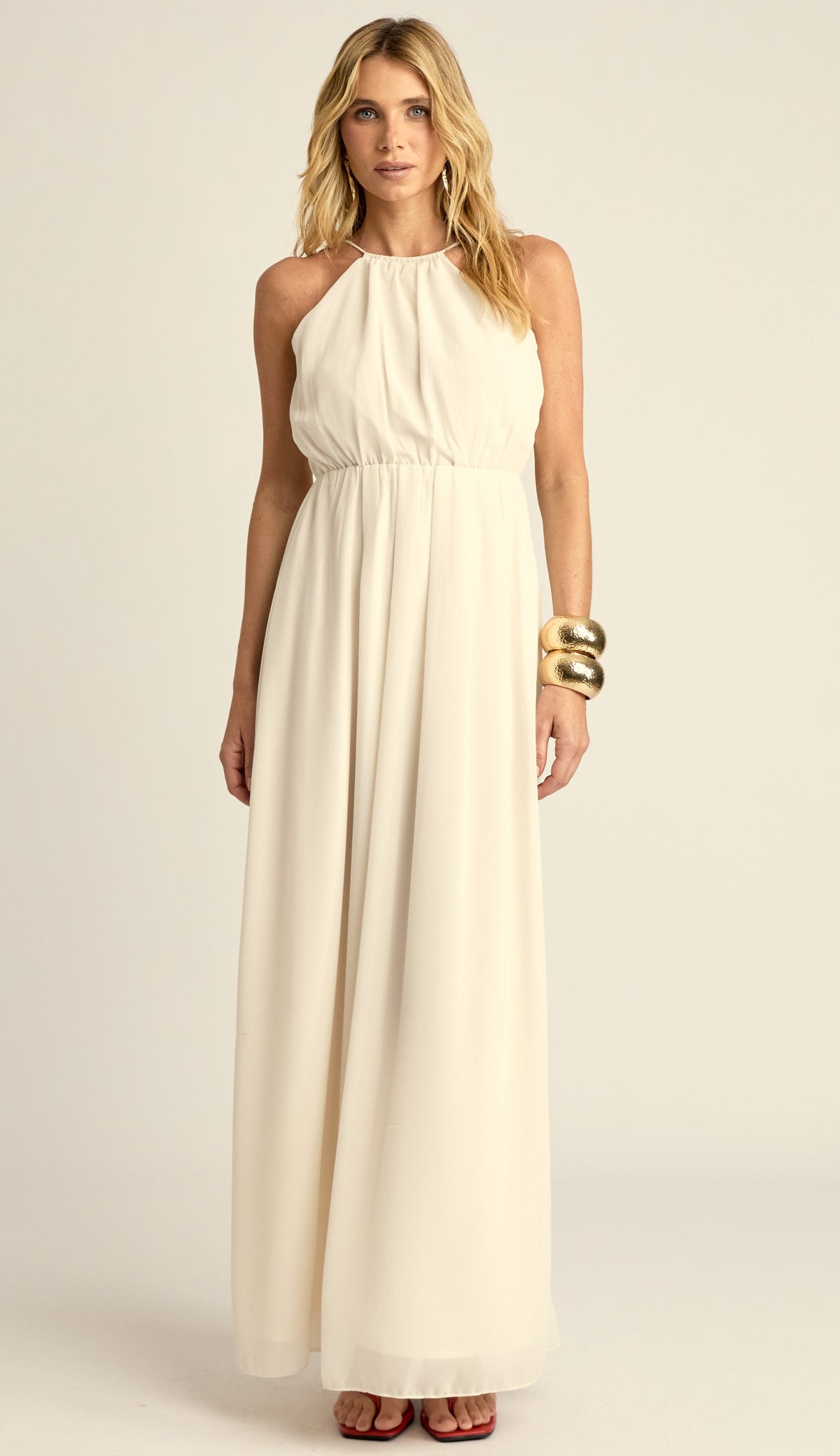 Vestido Longo Festa Crepe Chiffon Filipa Off White | Laguna