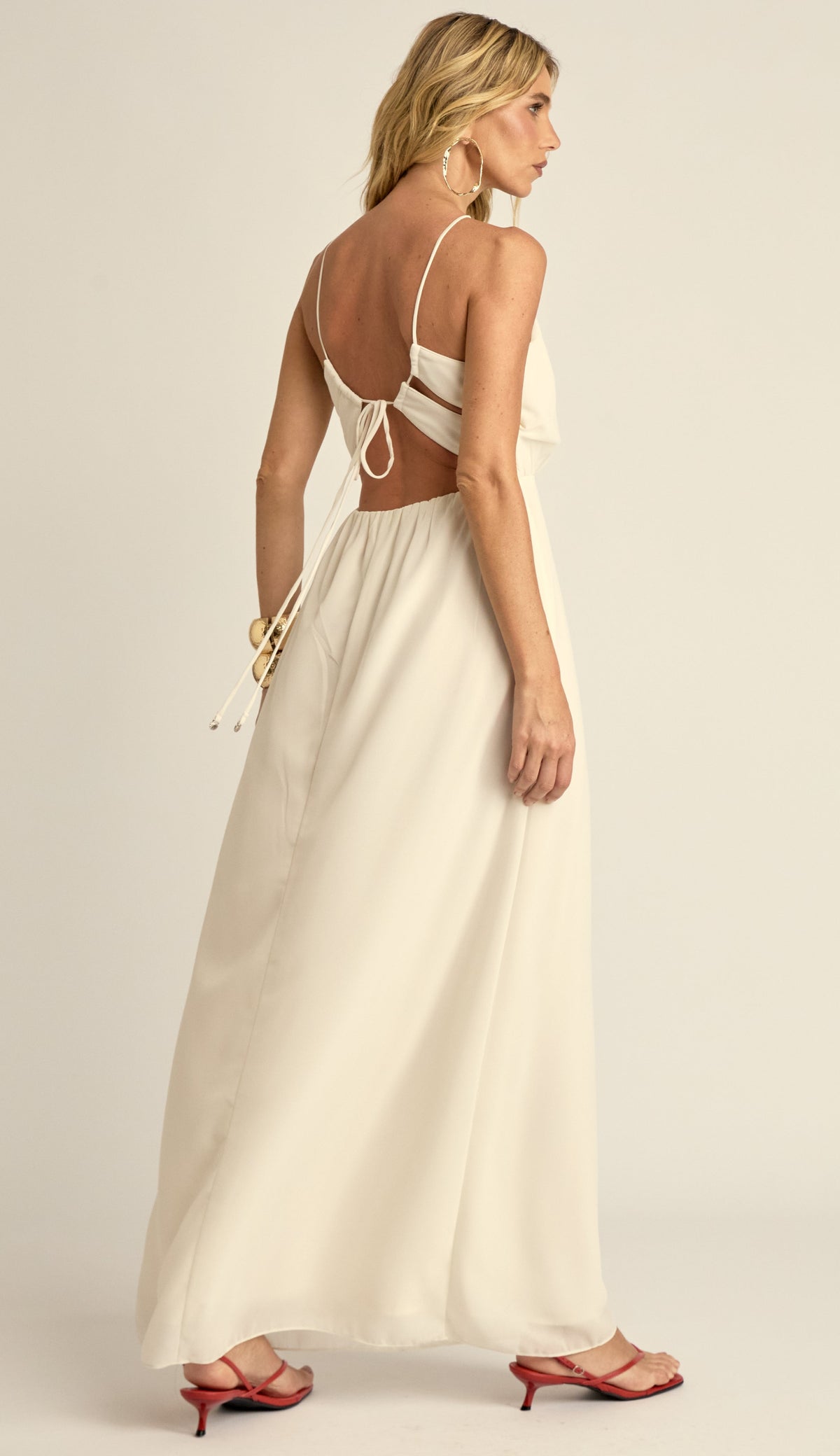 Vestido Longo Festa Crepe Chiffon Filipa Off White | Laguna