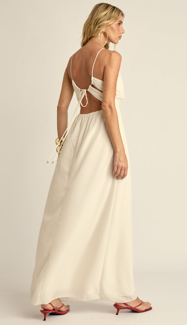 Vestido Longo Festa Crepe Chiffon Filipa Off White | Laguna