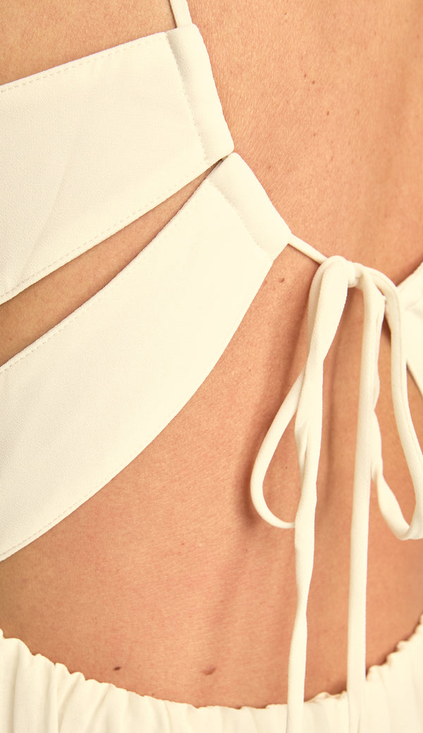Vestido Longo Festa Crepe Chiffon Filipa Off White | Laguna