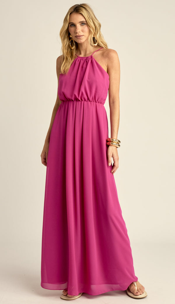 Vestido Longo Festa Crepe Chiffon Filipa Rosa | Laguna