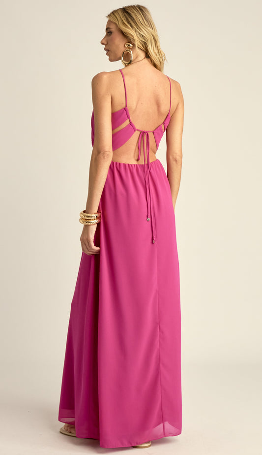 Vestido Longo Festa Crepe Chiffon Filipa Rosa | Laguna