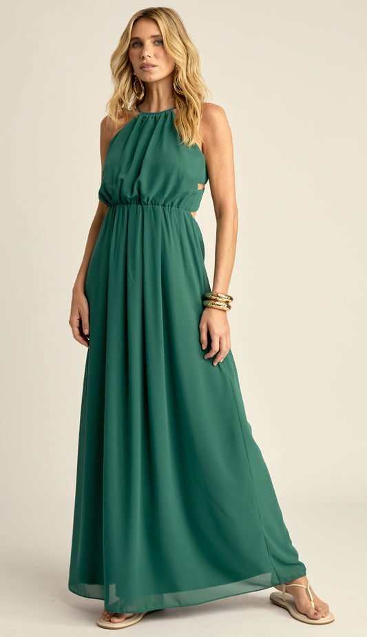 Vestido Longo Festa Crepe Chiffon Filipa Verde | Laguna