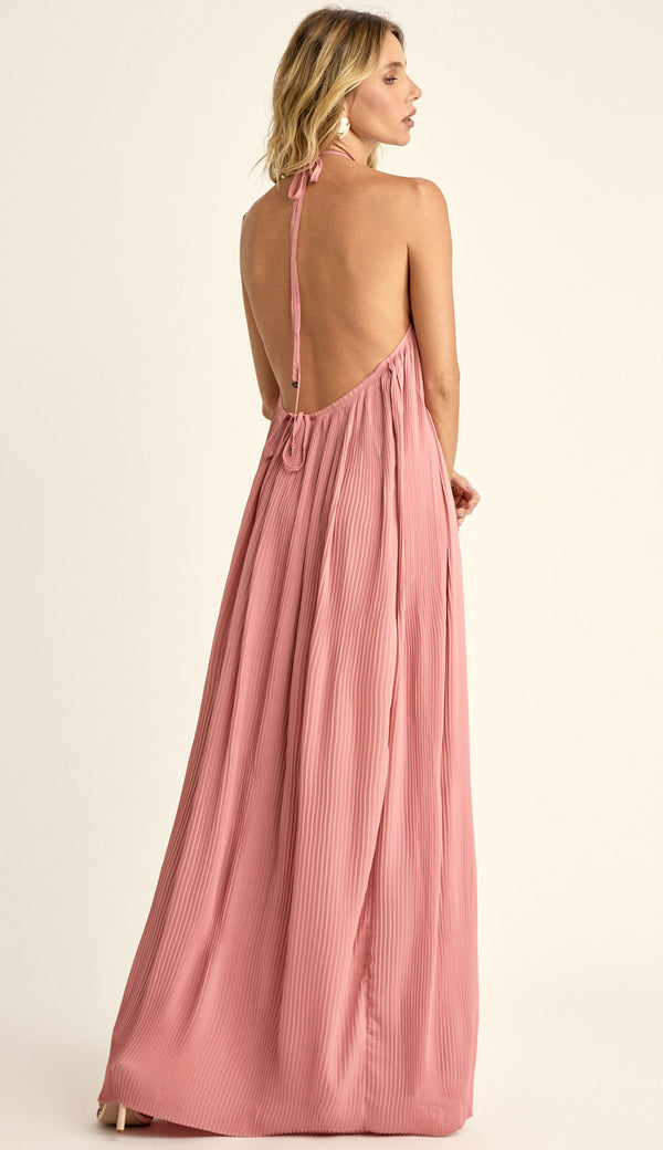 Vestido Festa Longo Plissado Crepe Alana | Laguna