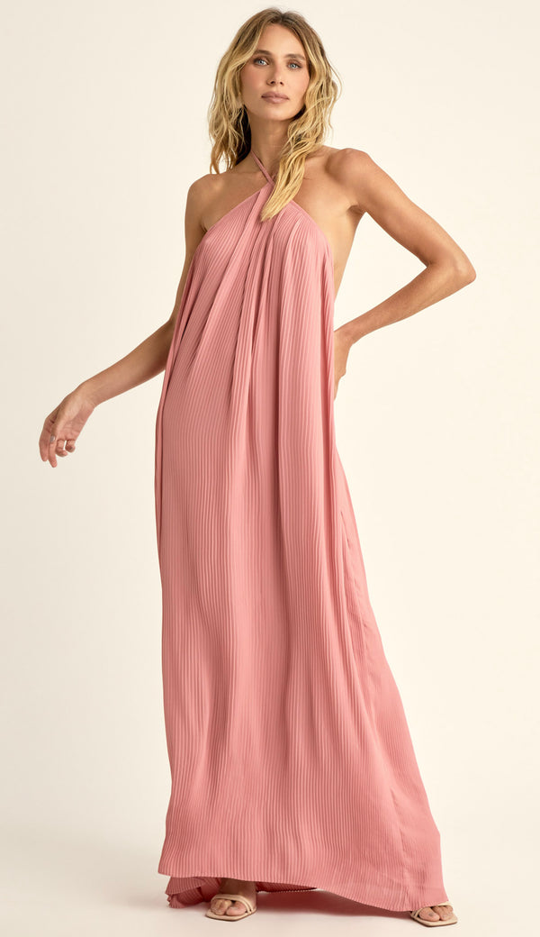 Vestido Festa Longo Plissado Crepe Alana | Laguna
