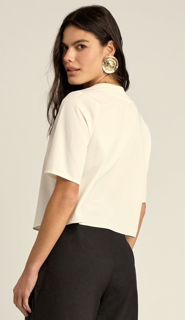 Blusa Cropped Crepe Acetinado Cristal | Laguna