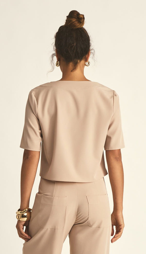 Blusa Cropped Crepe Acetinado Cristal | Laguna