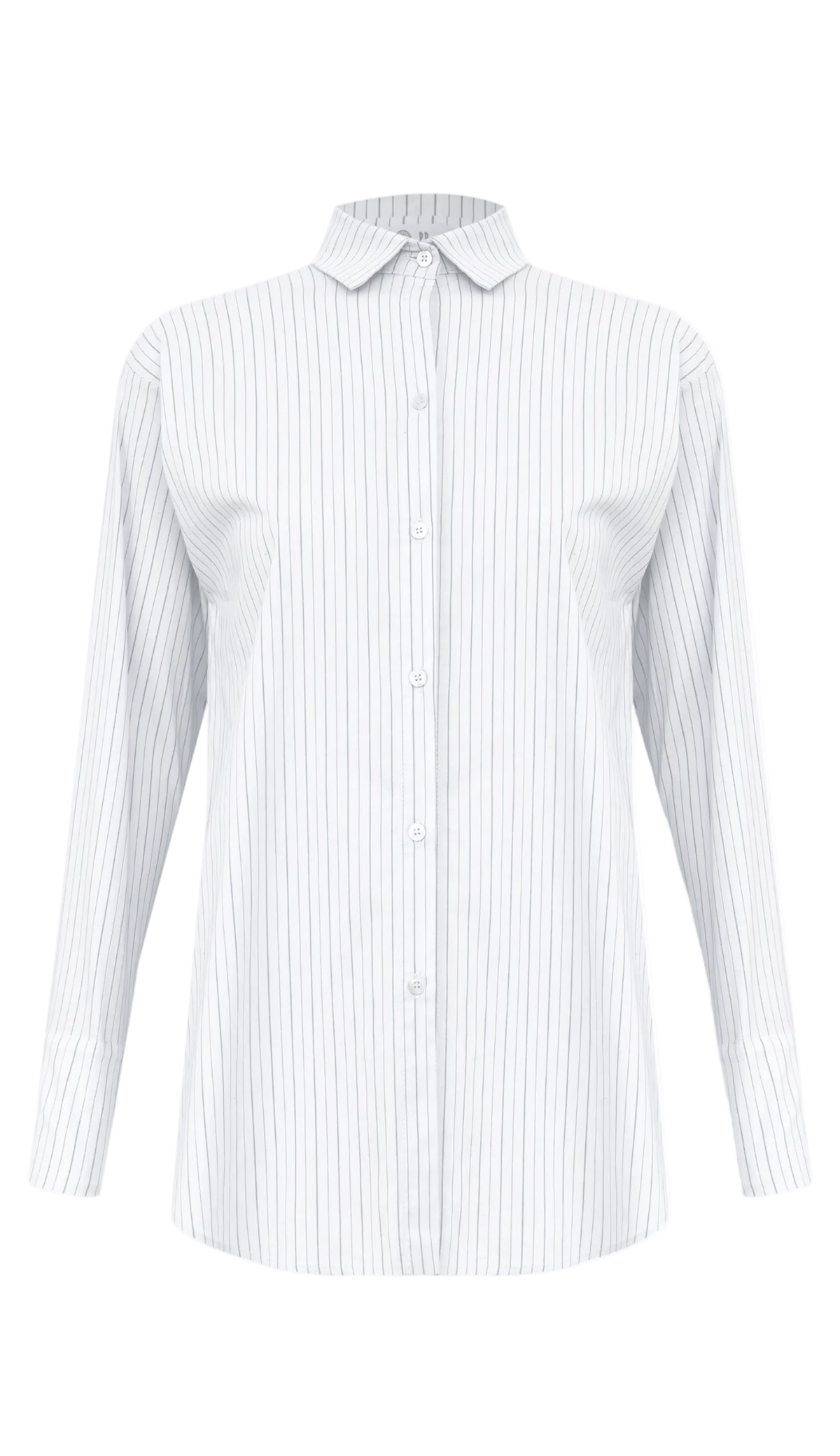 Camisa Oversized em Tricoline Risca de Giz Elis Marinho | Laguna