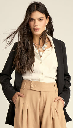 Blazer Alongado Crepe Alfaiataria Genebra | Laguna