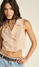 Colete Cropped Crepe Alfaiataria Inês | Laguna - Colete Inês Natural