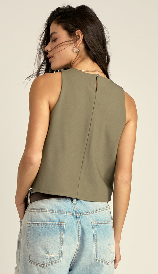 Blusa Cropped Crepe Alfaiataria Luzia | Laguna