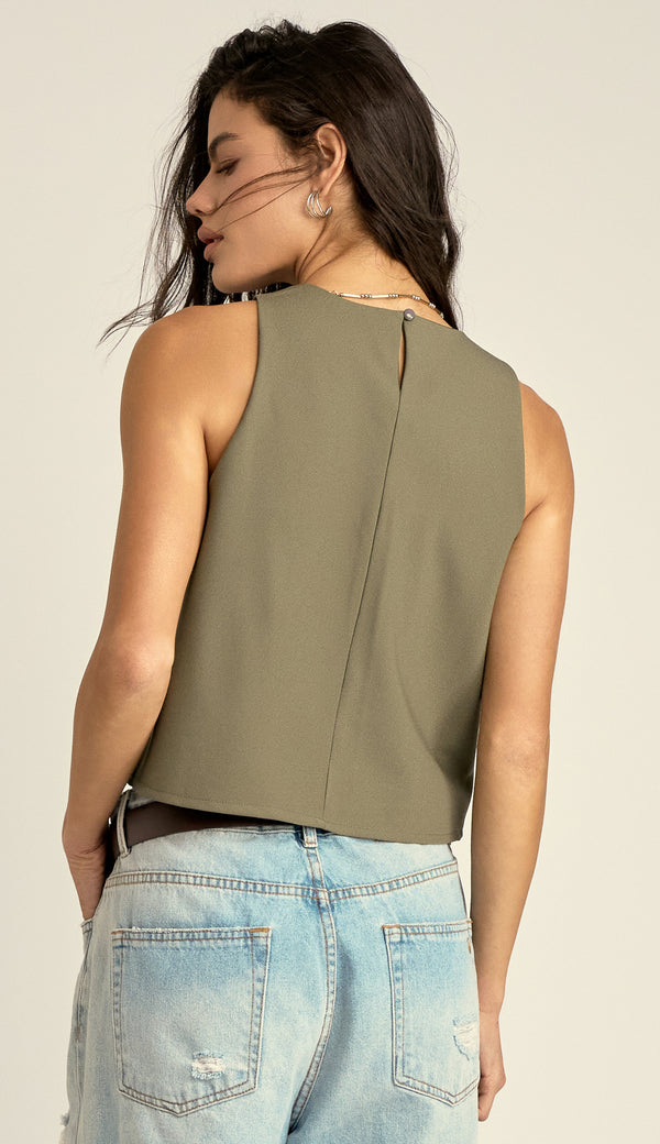 Blusa Cropped Crepe Alfaiataria Luzia | Laguna