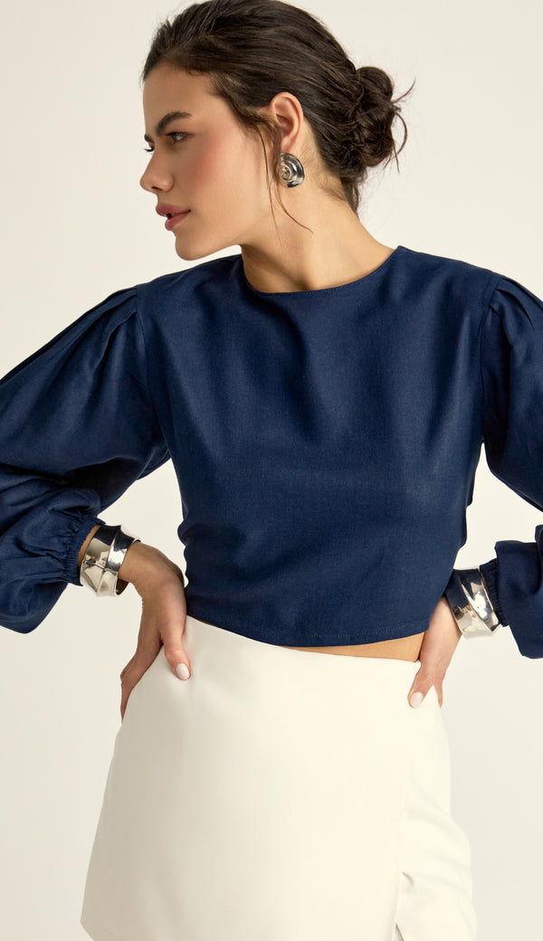 Blusa Linho Nina Marinho | Laguna