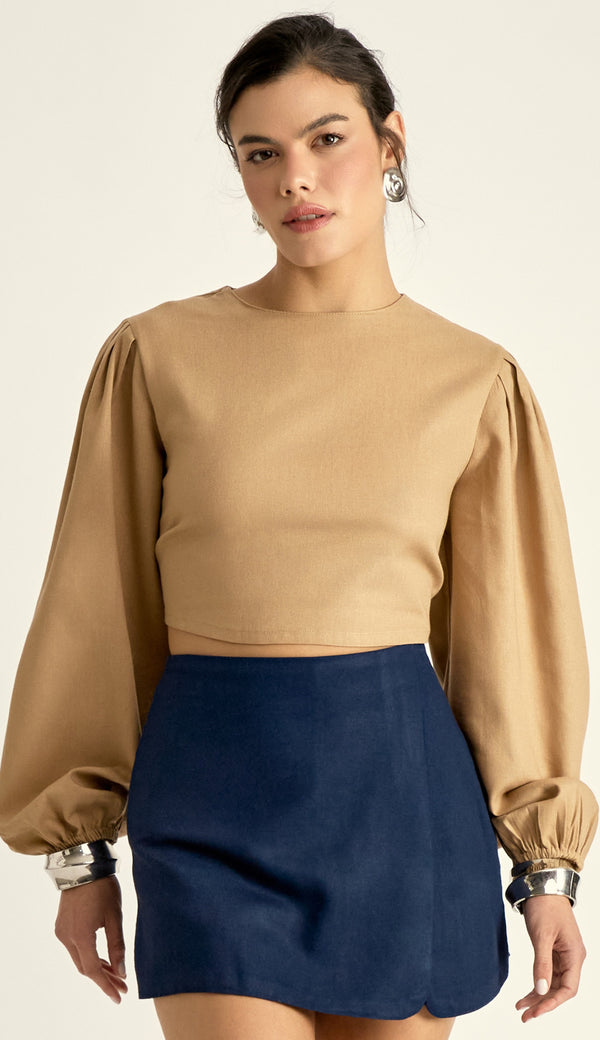 Blusa Linho Nina Caqui | Laguna