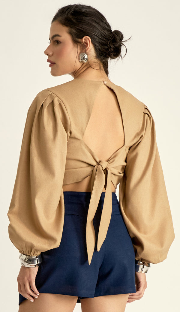 Blusa Linho Nina Caqui | Laguna