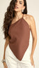 Blusa Assimétrica Linho Rebeca | Laguna - Blusa Rebeca Café