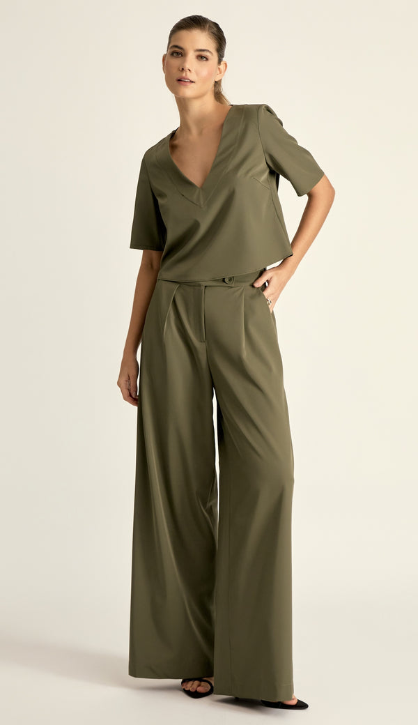 Blusa Cropped Crepe Acetinado Cristal | Laguna