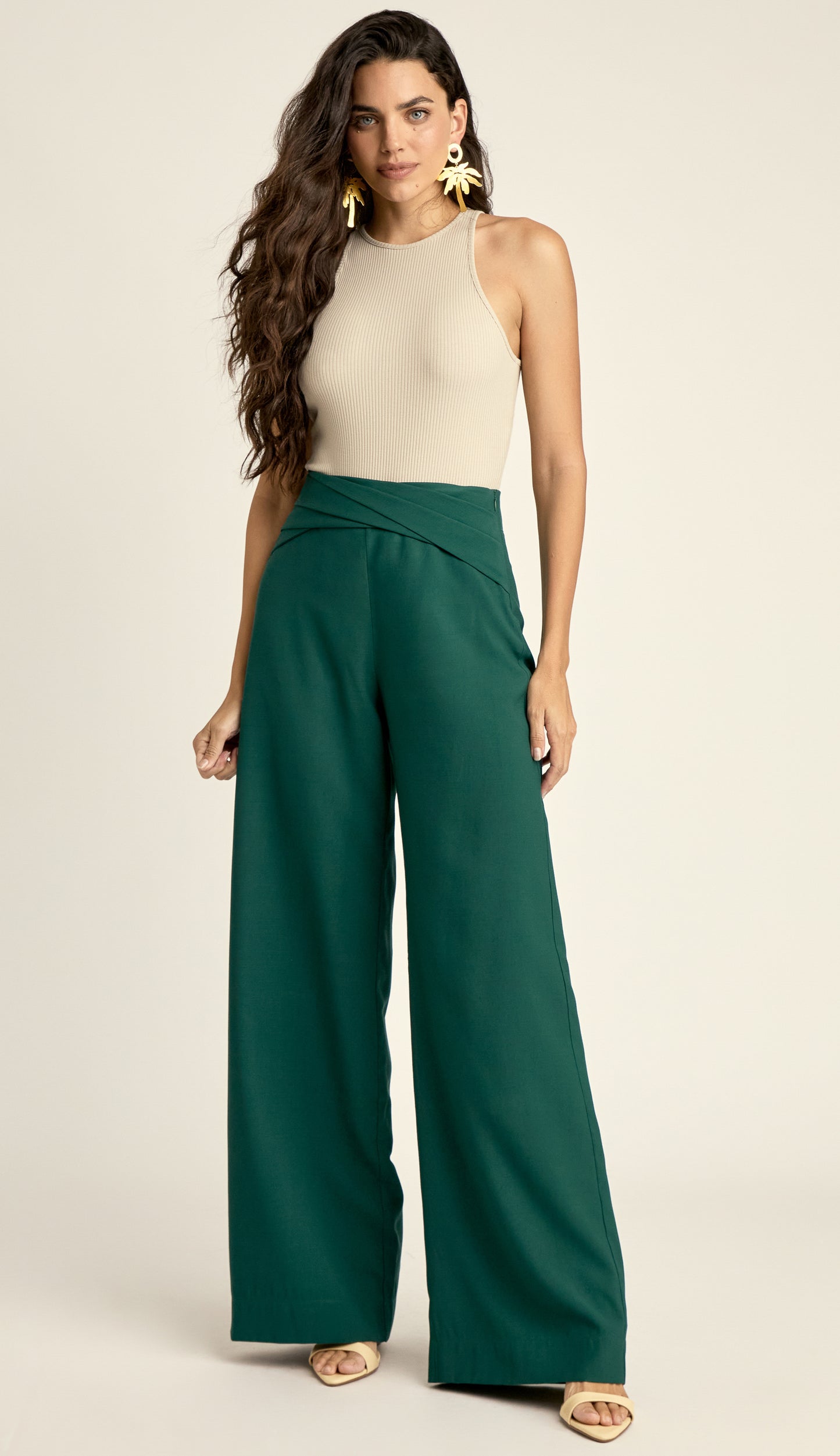 Calça Pantalona Alfaiataria Cecil Verde | Laguna