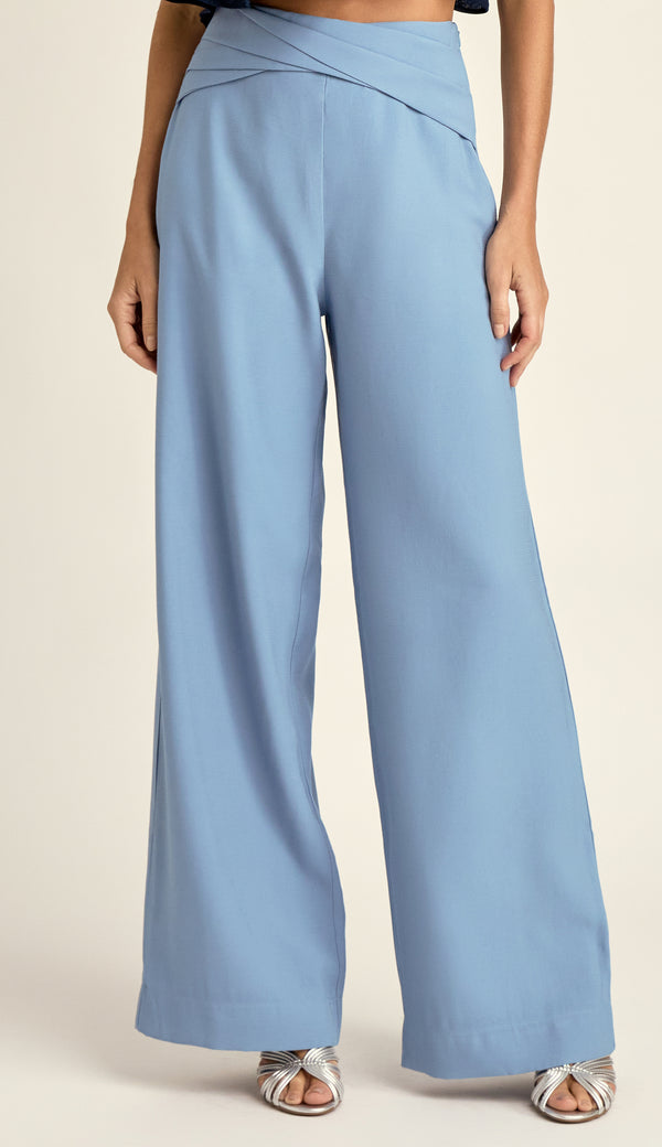 Calça Pantalona Alfaiataria Cecil Azul | Laguna