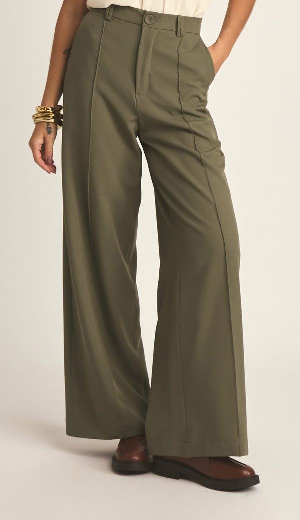 Calça Pantalona Crepe Alfaiataria Carmen | Laguna