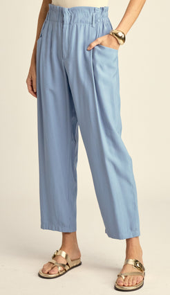 Calça Clochard Alfaiataria Textura Lili Azul | Laguna