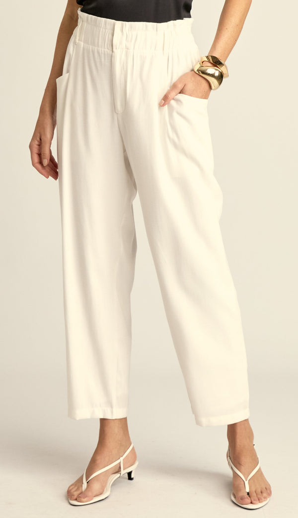 Calça Clochard Alfaiataria Textura Lili Off White | Laguna