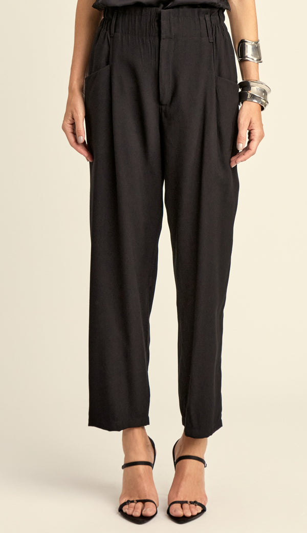 Calça Clochard Alfaiataria Textura Lili Preto | Laguna