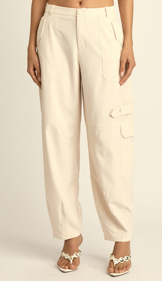 Calça Cargo Alfaiataria Balloon Lia Off White | Laguna