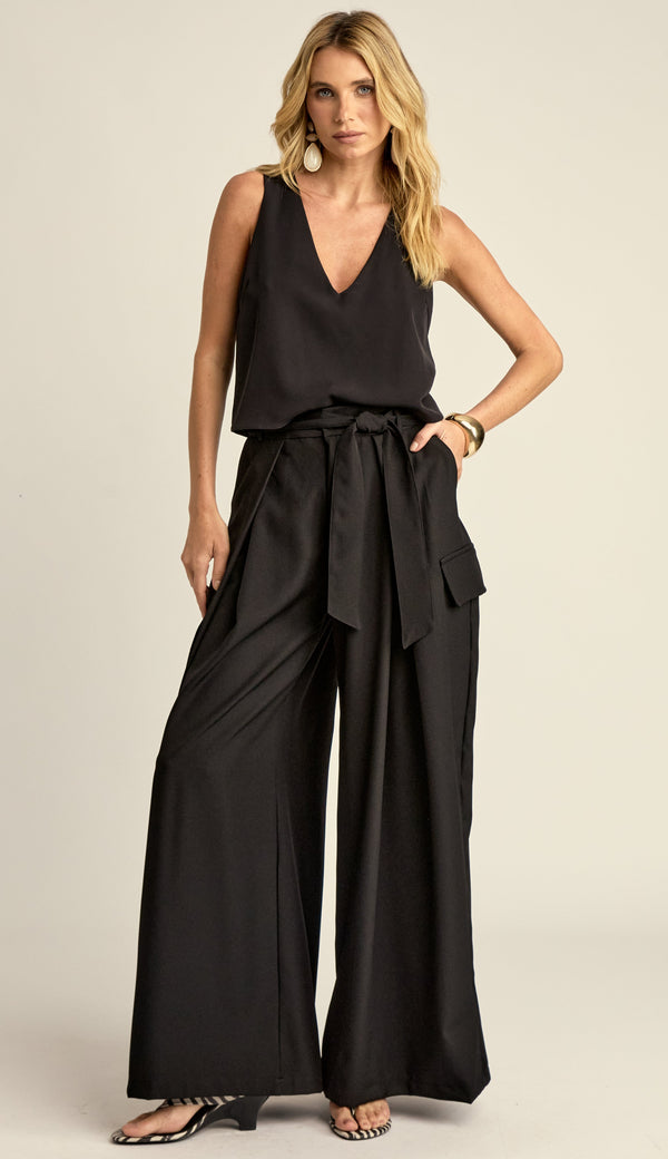 Calça Pantalona Alfaiataria Kerley Preto | Laguna