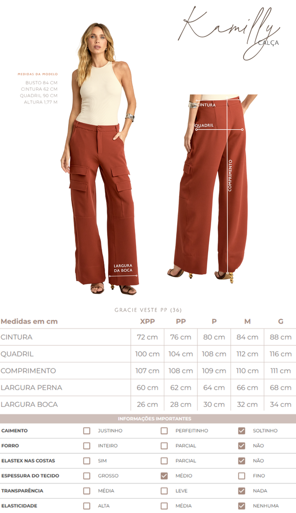 Calça Wide Cargo Kamilly | Laguna