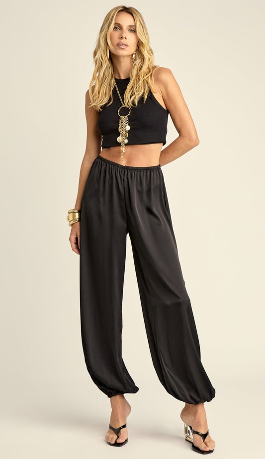 Calça Aladim Cetim Marcela Preto | Laguna