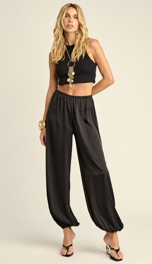 Calça Aladim Cetim Marcela Preto | Laguna