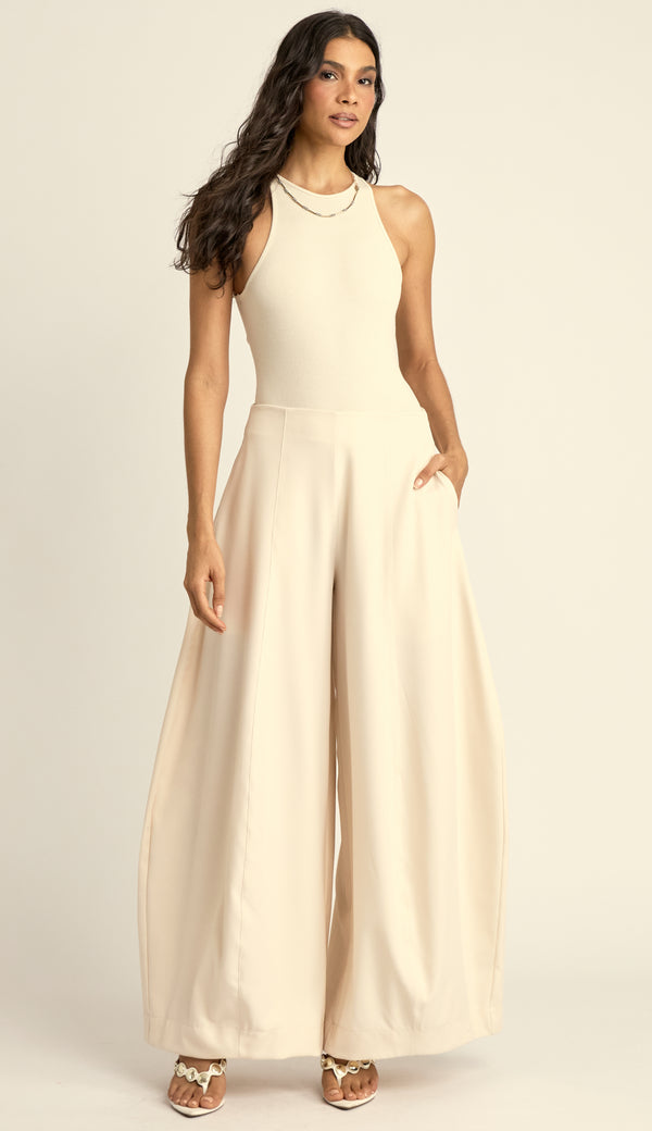 Calça Ballom Crepe Alfaiataria Alexa Chantilly | Laguna
