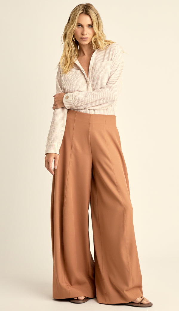 Calça Ballom Crepe Alfaiataria Alexa Mocha | Laguna