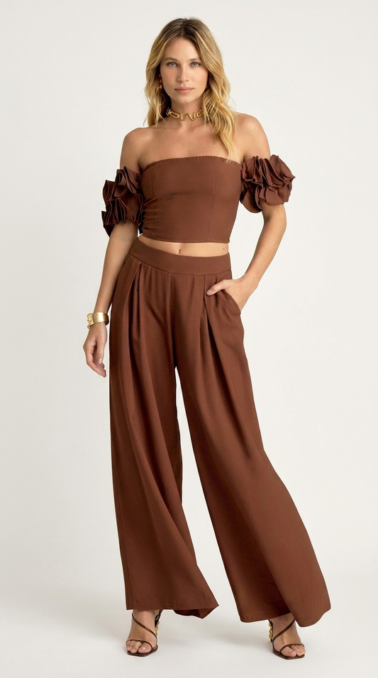 Conjunto Sarja de Alfaiataria Nala Mocha | Laguna