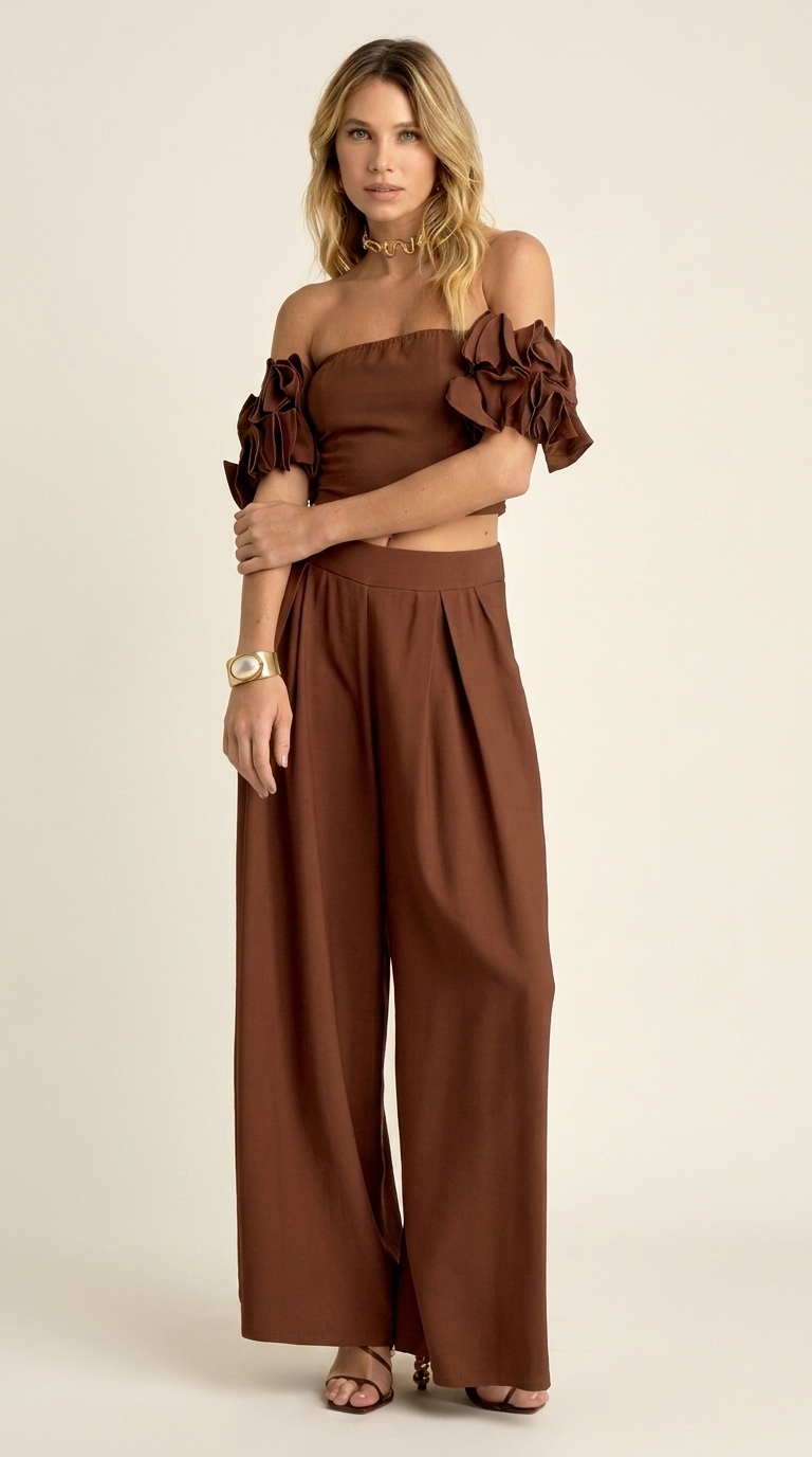 Conjunto Sarja de Alfaiataria Nala Mocha | Laguna