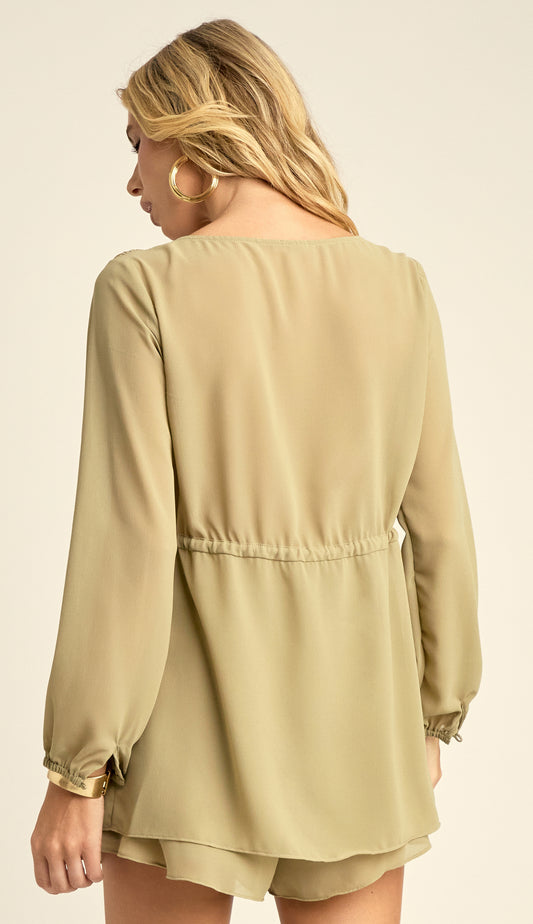 Conjunto Crepe Blusa e Shorts Ana Verde | Laguna