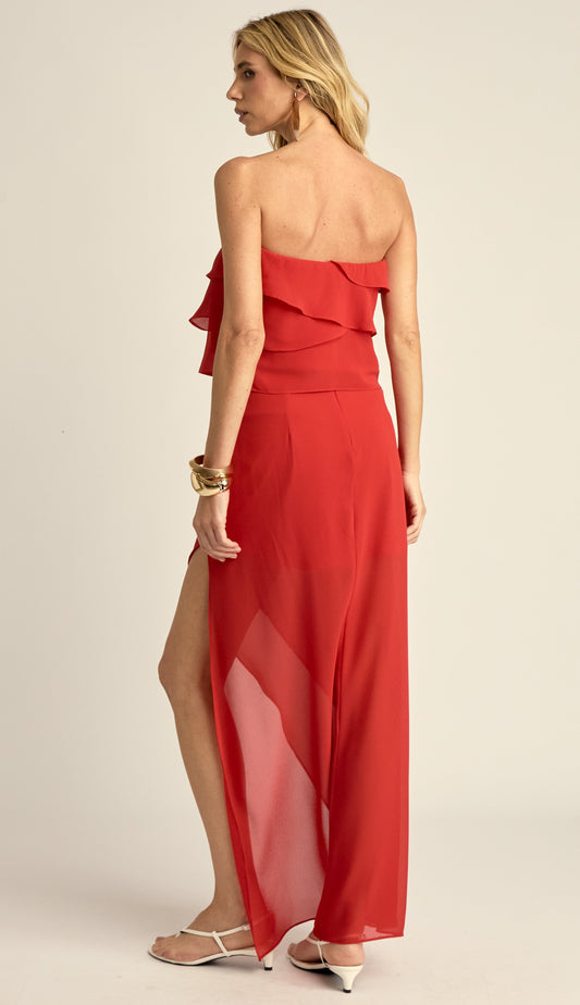 Conjunto Longo Festa Chiffon Brianna Cereja | Laguna
